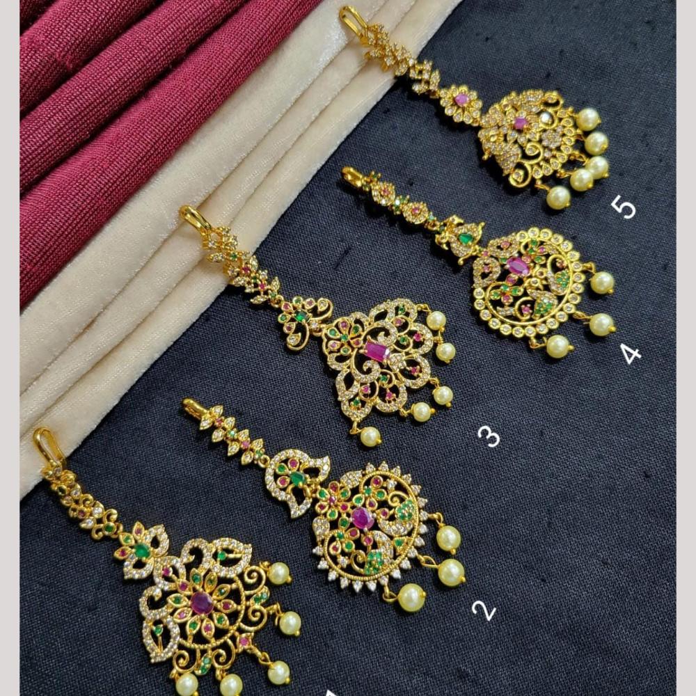 Kavita Art Gold Plated Austrian Stone And Pearl Mangtikka (Assorted Design 1 Piece Only)