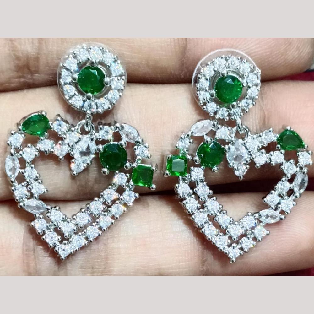 Kavita Art Silver Plated American Diamonds Dangler Earrings