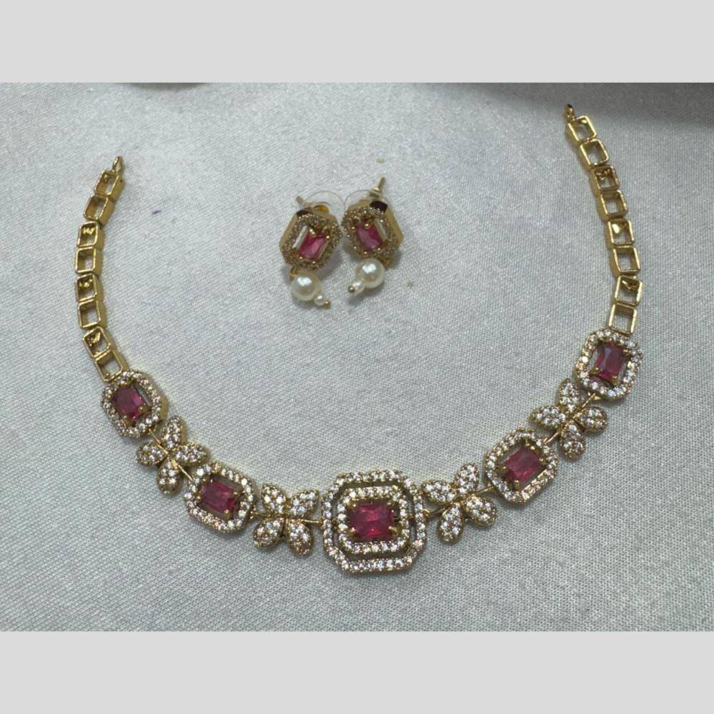 Kavita Art Gold Plated American Diamond Necklace Set