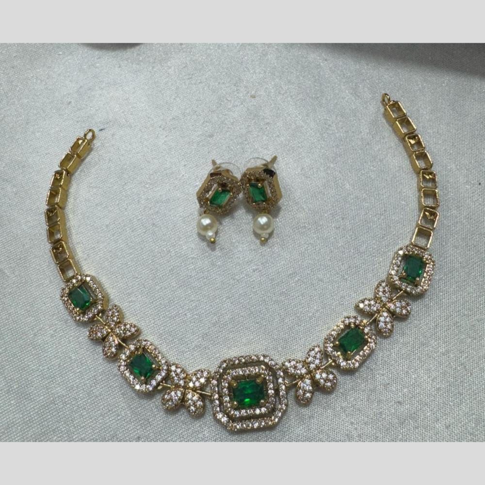 Kavita Art Gold Plated American Diamond Necklace Set