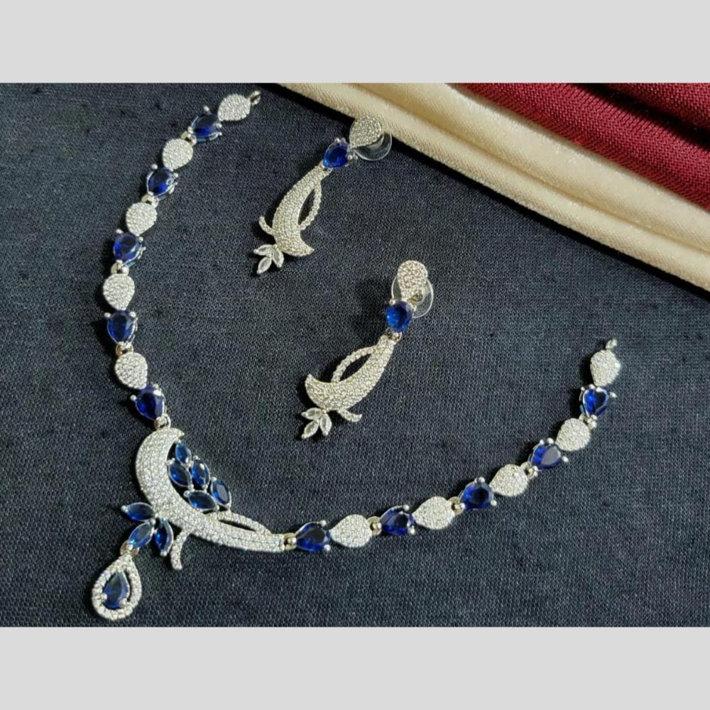 Kavita Art Silver Plated American Diamond Necklace Set
