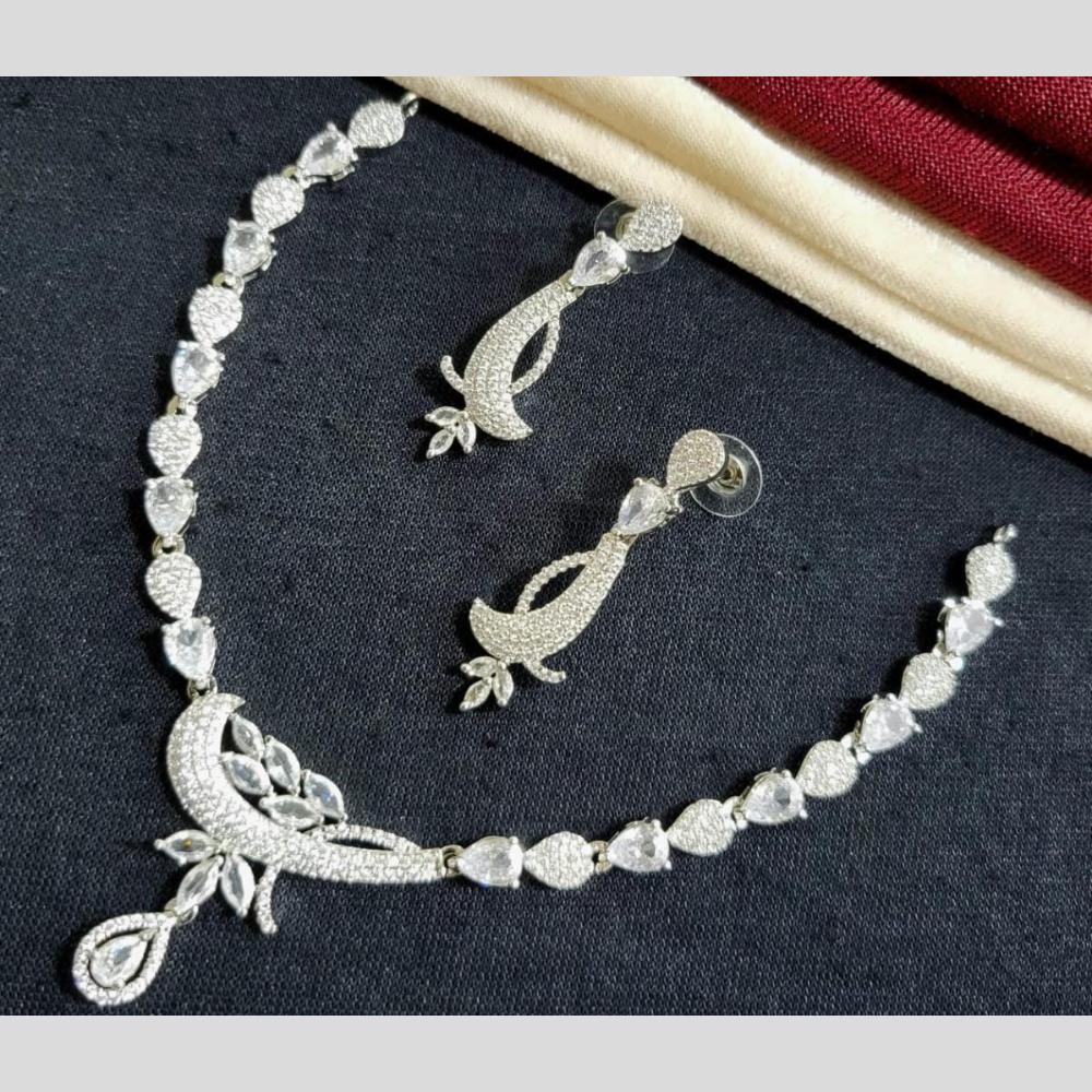 Kavita Art Silver Plated American Diamond Necklace Set
