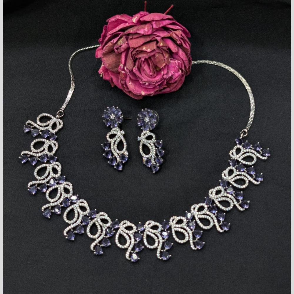 Kavita Art Silver Plated American Diamond Necklace Set