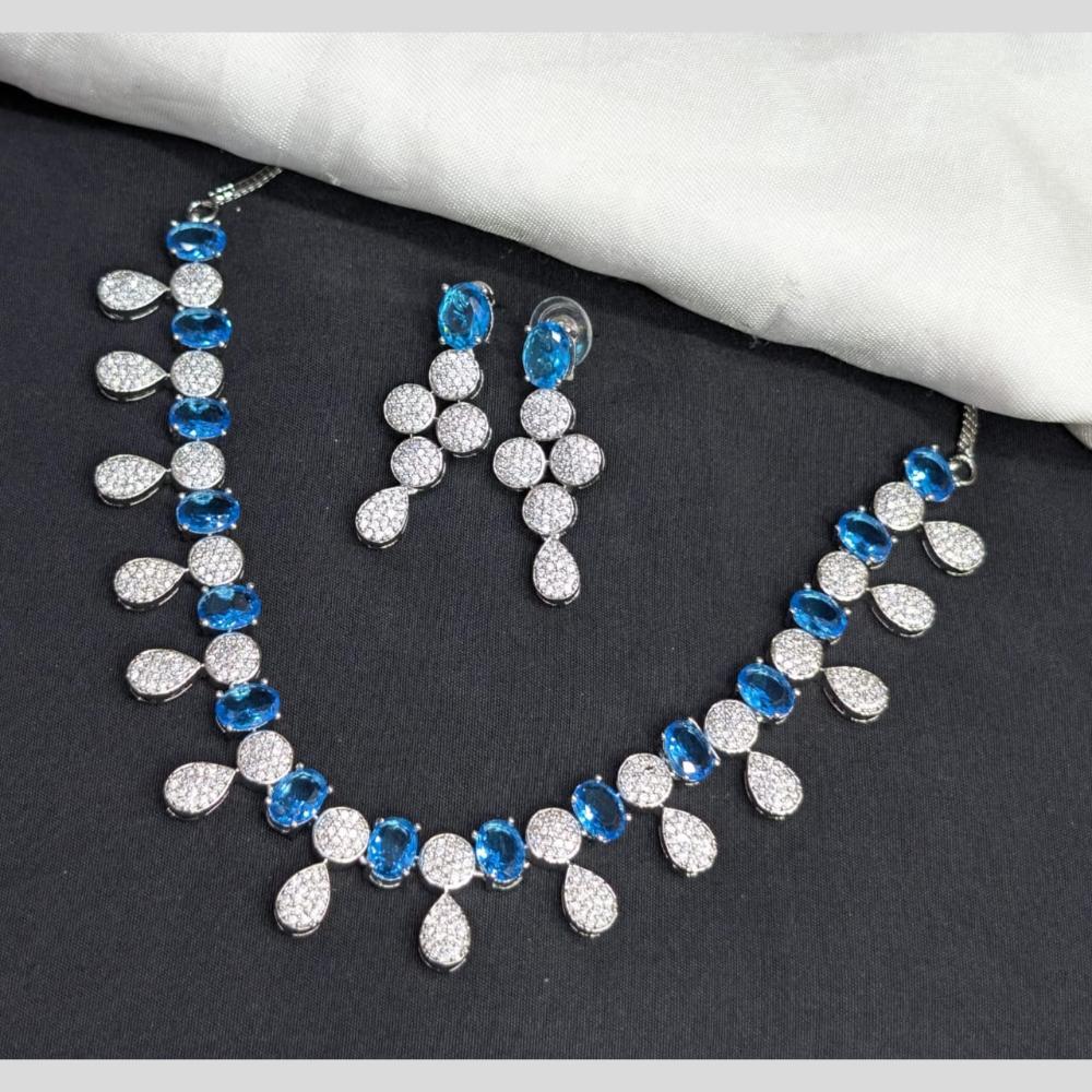 Kavita Art Silver Plated American Diamond Necklace Set