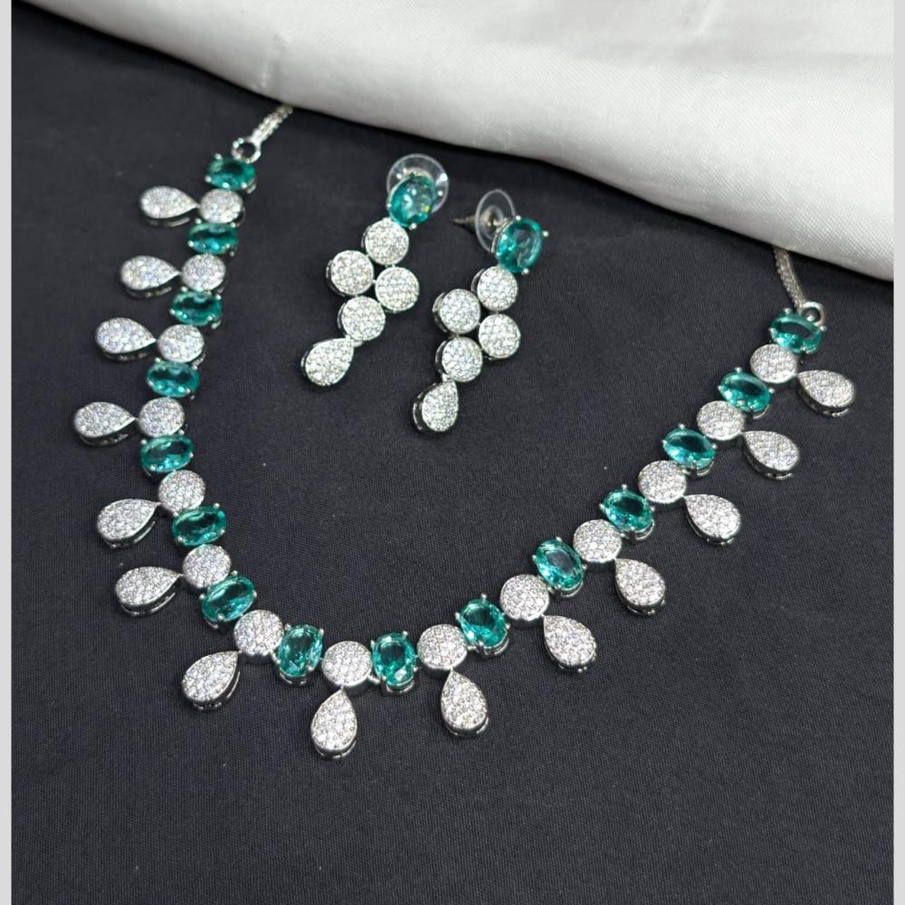 Kavita Art Silver Plated American Diamond Necklace Set