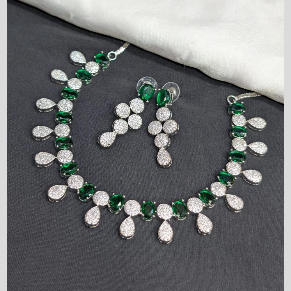 Kavita Art Silver Plated American Diamond Necklace Set
