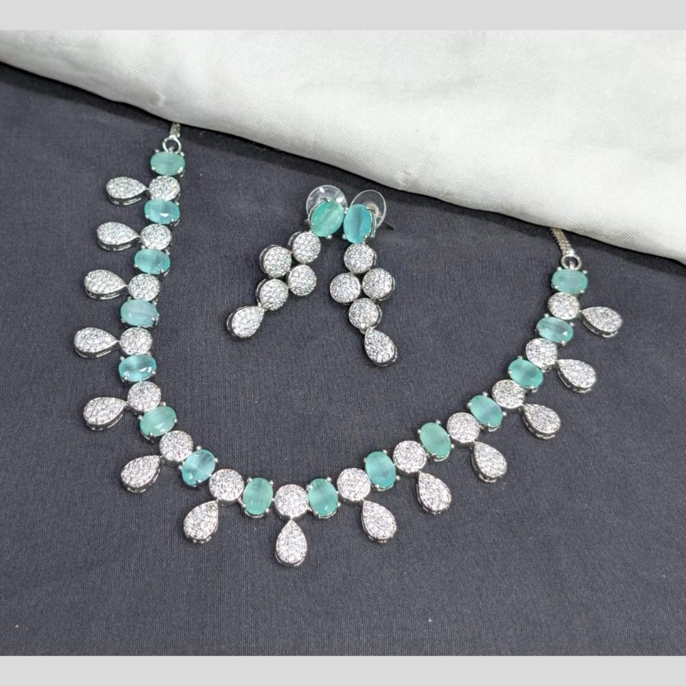 Kavita Art Silver Plated American Diamond Necklace Set