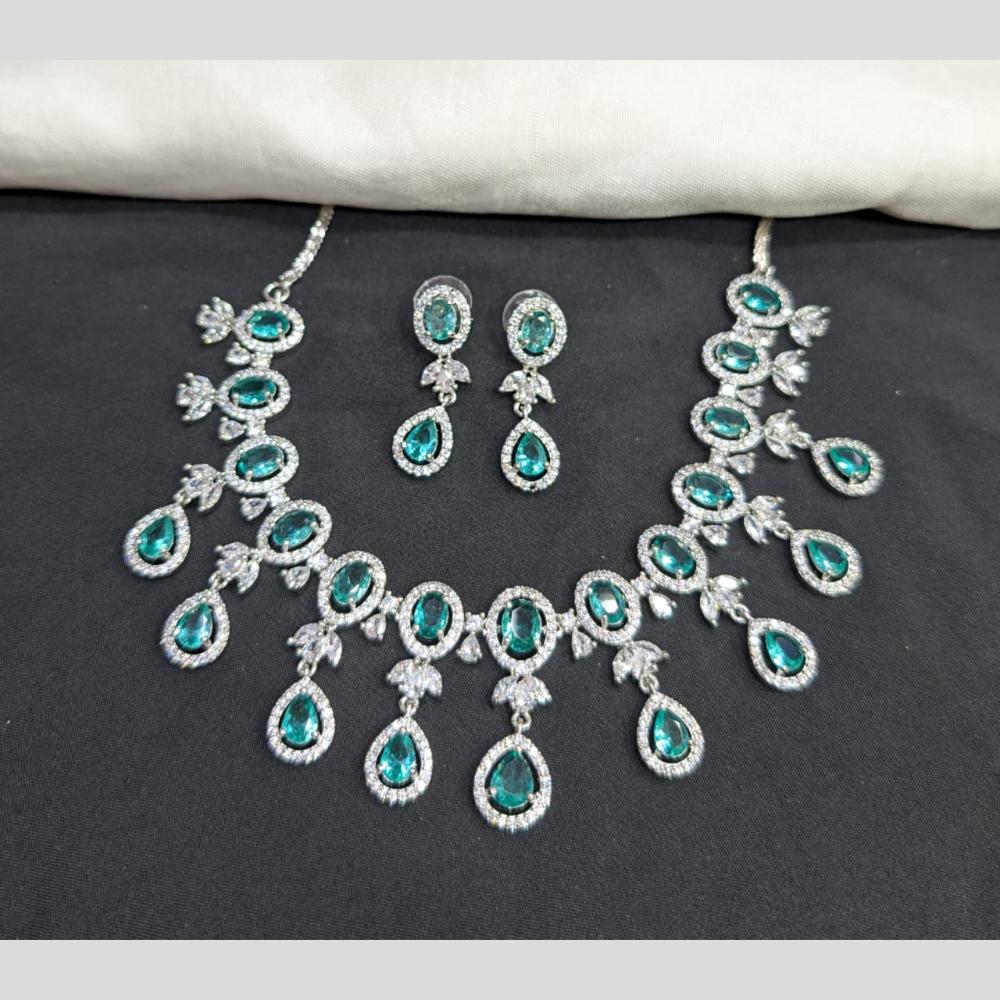 Kavita Art Silver Plated American Diamond Necklace Set