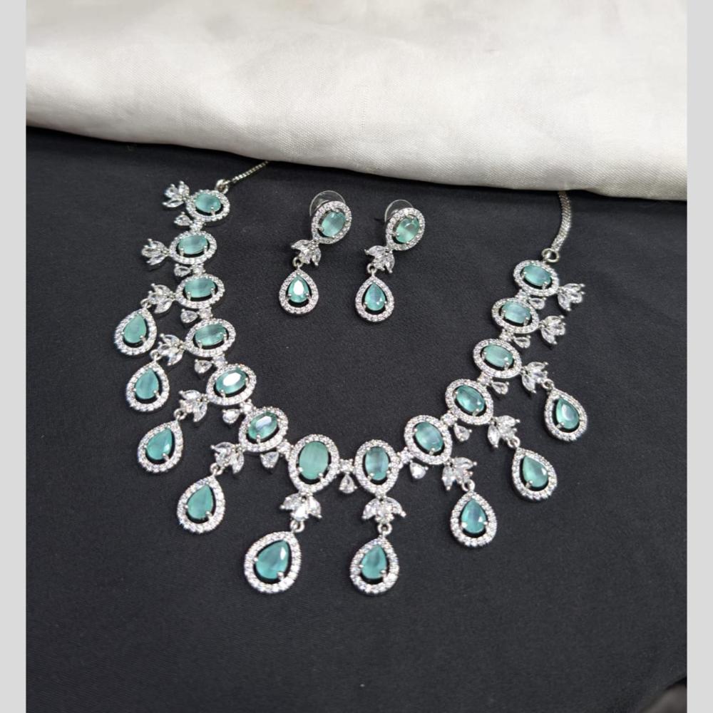Kavita Art Silver Plated American Diamond Necklace Set