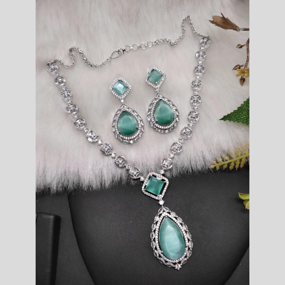 Kavita Art Silver Plated American Diamond Necklace Set