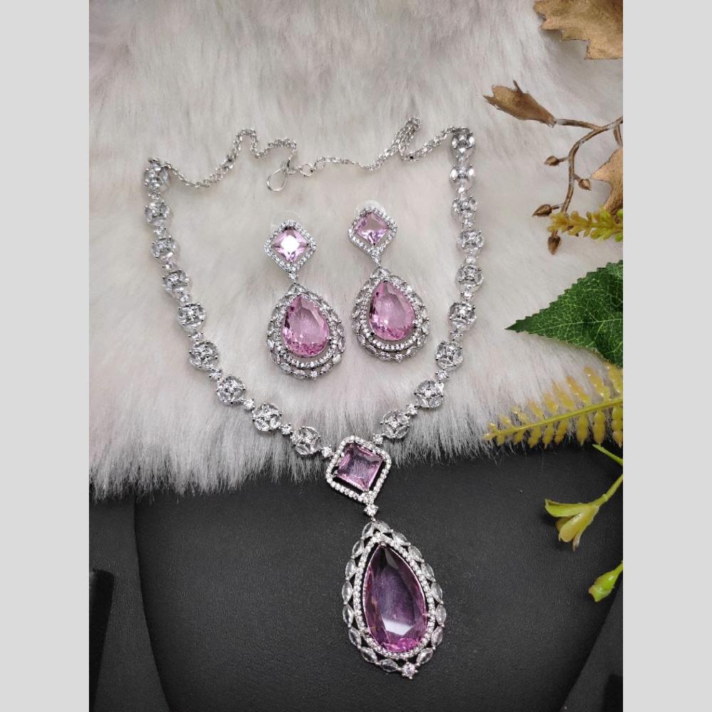 Kavita Art Silver Plated American Diamond Necklace Set