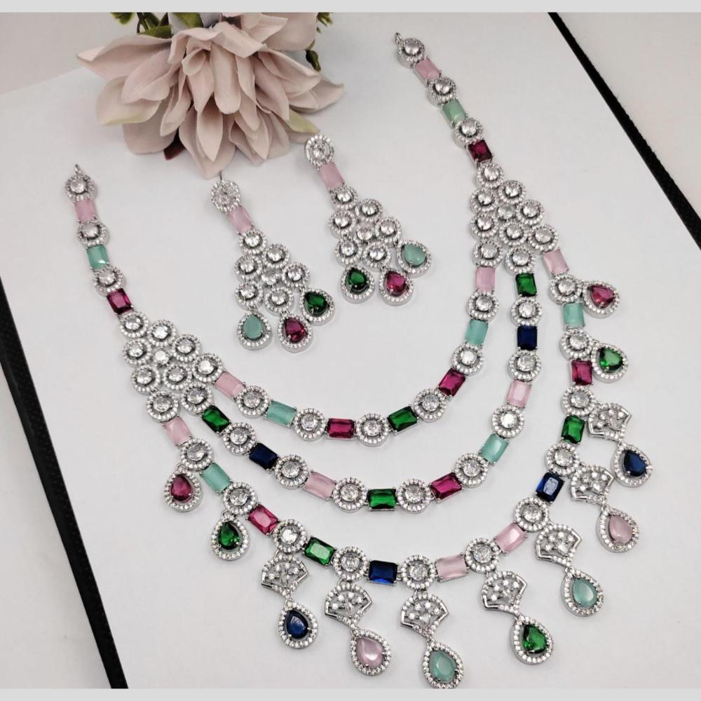 Kavita Art Silver Plated American Diamond Necklace Set