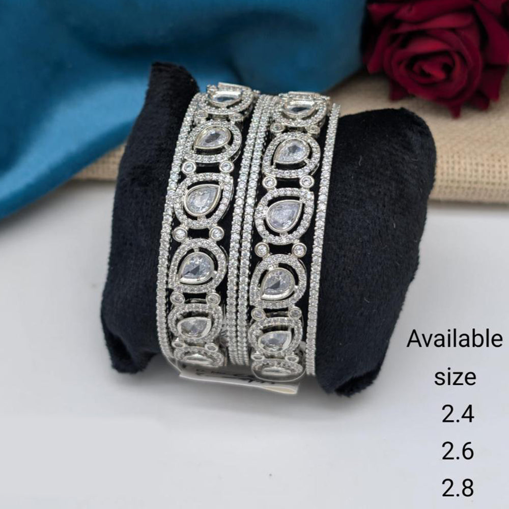 Kavita Art Silver Plated American Diamond Elegant Openable Bangle for Women