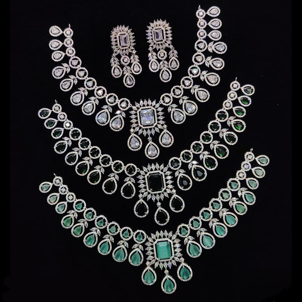 Kavita Art Silver Plated American Diamond Necklace Set