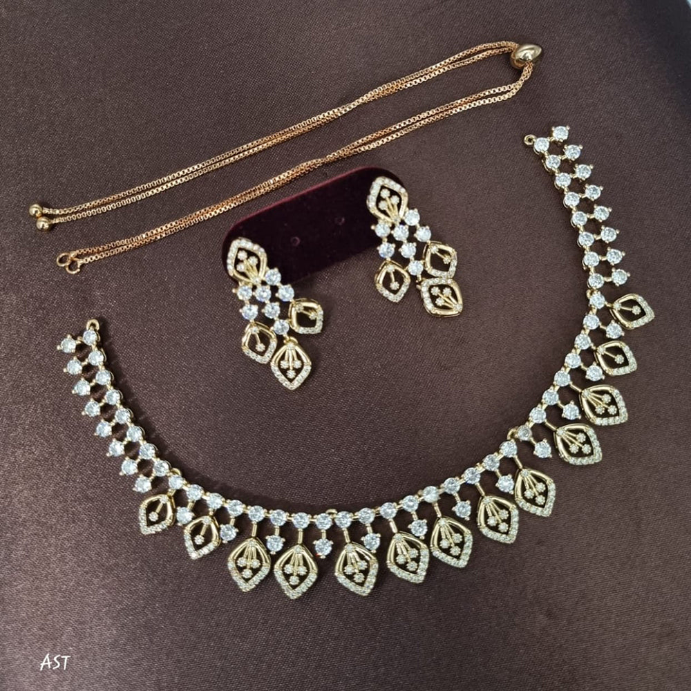 Kavita Art  Gold Plated  Sparkling American Daimonds Festive & Party Wear Necklace Set