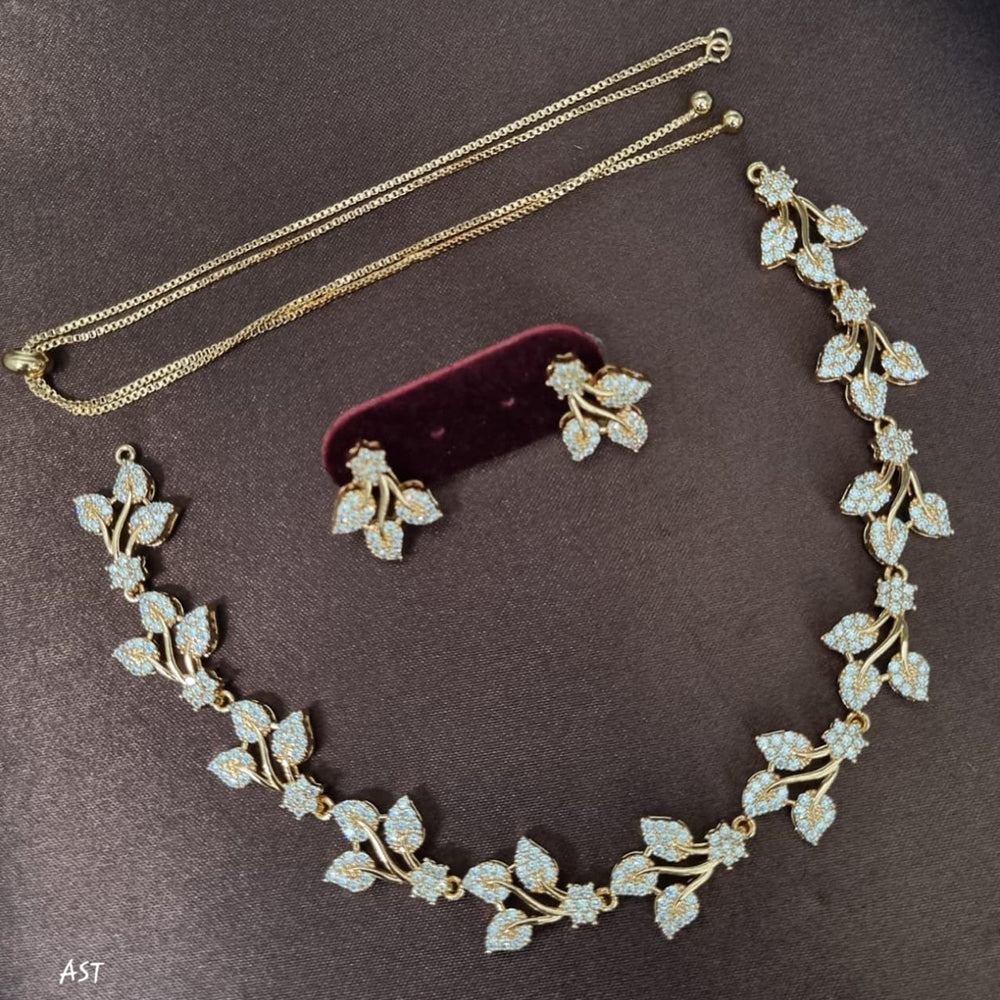 Kavita Art  Gold Plated  Sparkling American Daimonds Festive & Party Wear Necklace Set