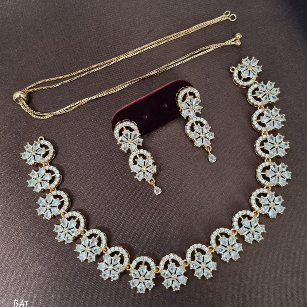 Kavita Art  Gold Plated  Sparkling American Daimonds Festive & Party Wear Necklace Set
