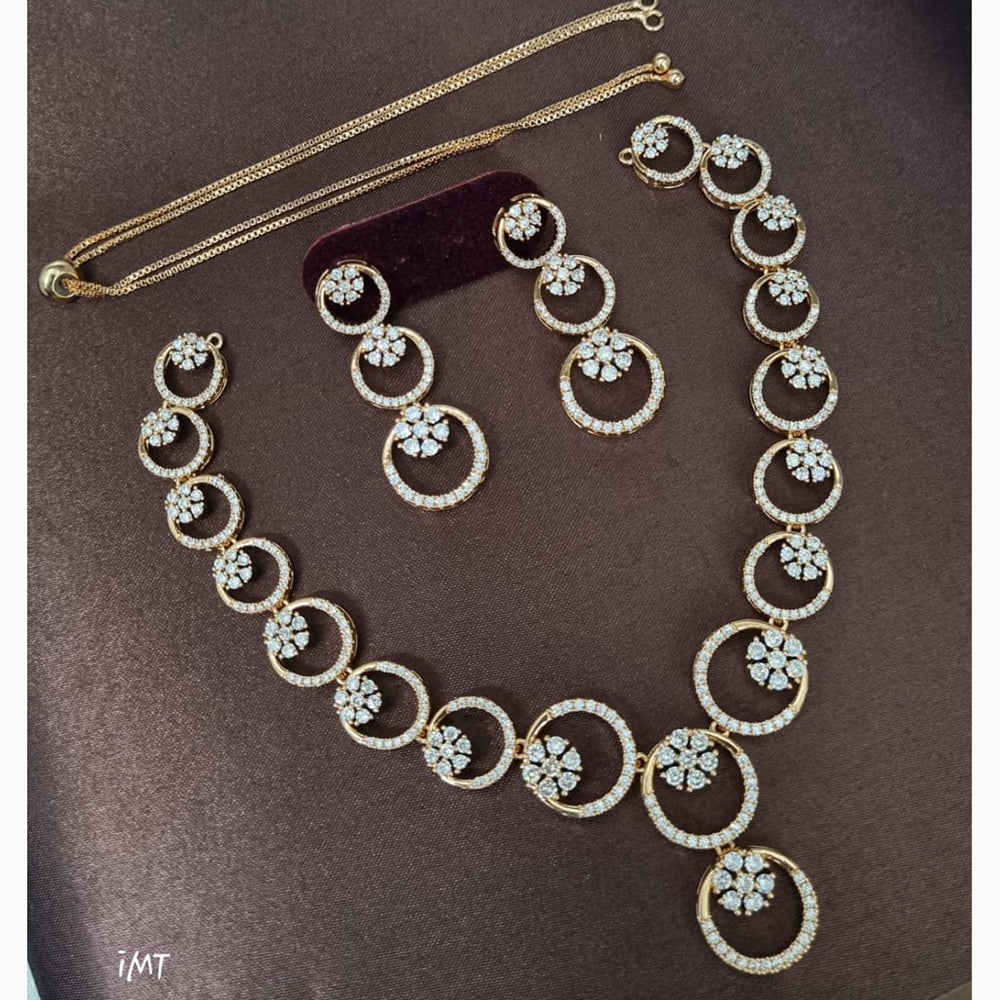 Kavita Art  Gold Plated  Sparkling American Daimonds Festive & Party Wear Necklace Set