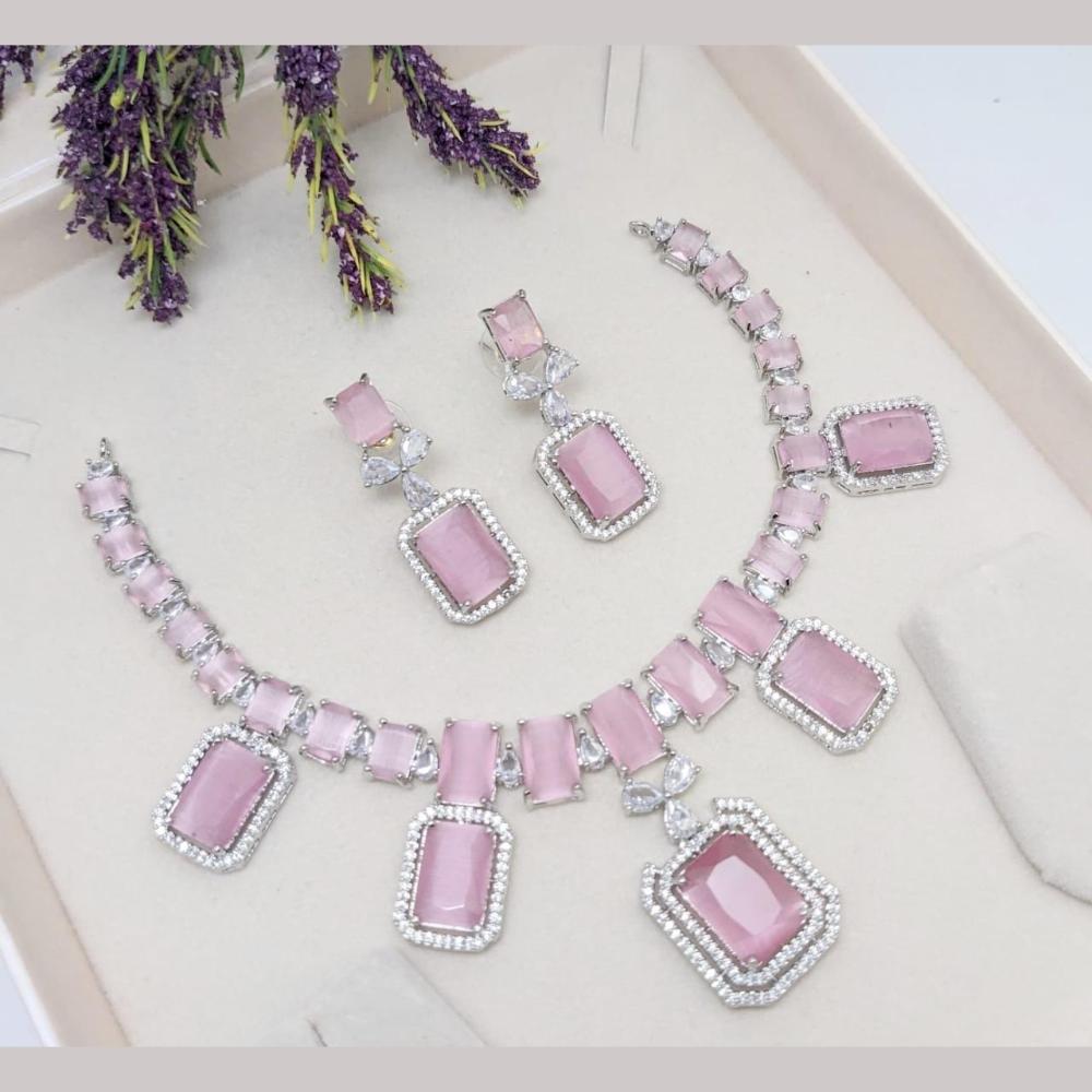 Kavita Art Silver Plated Crystal Stone Necklace Set