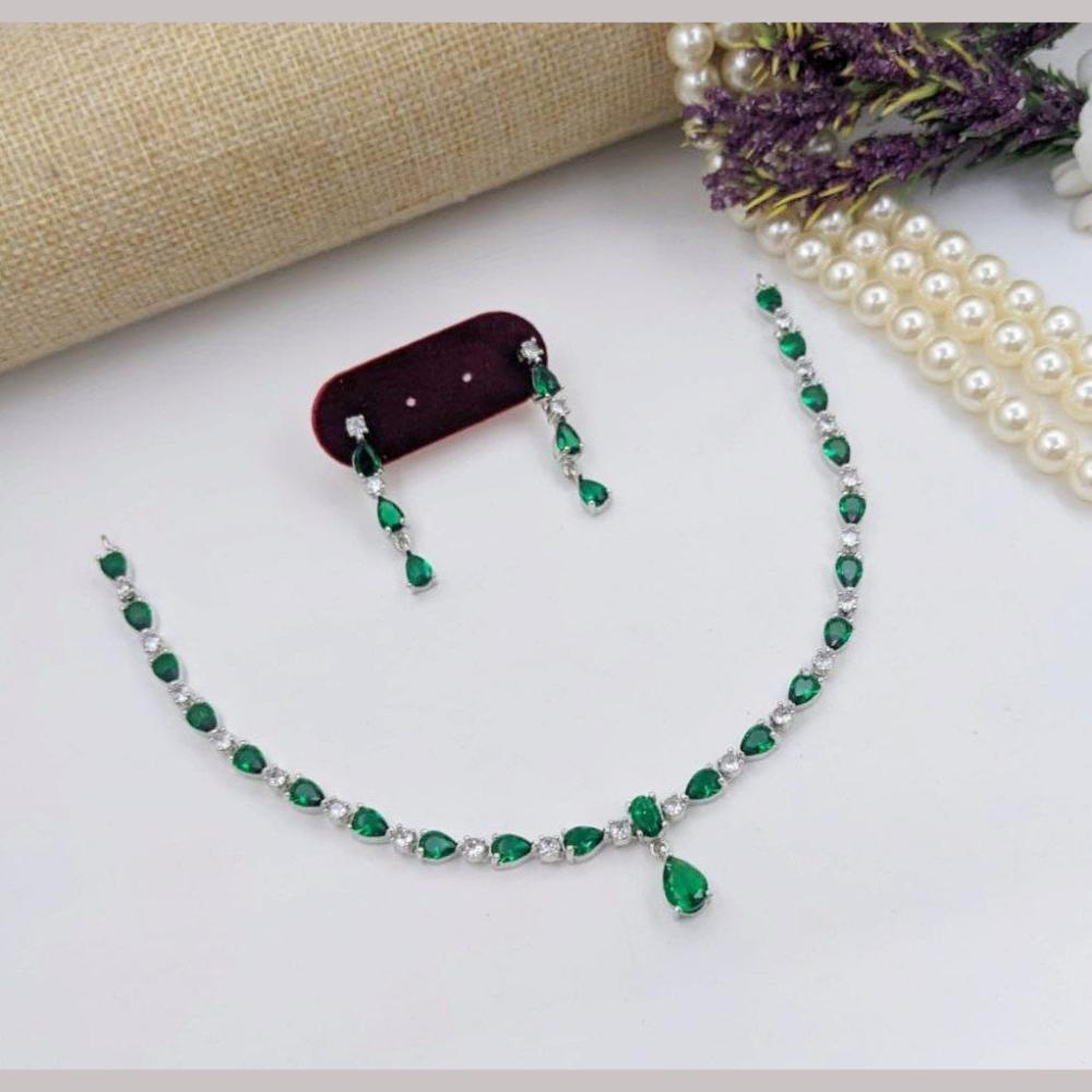 Kavita Art Silver Plated Adorned with Sparkling American Diamonds Necklace Set