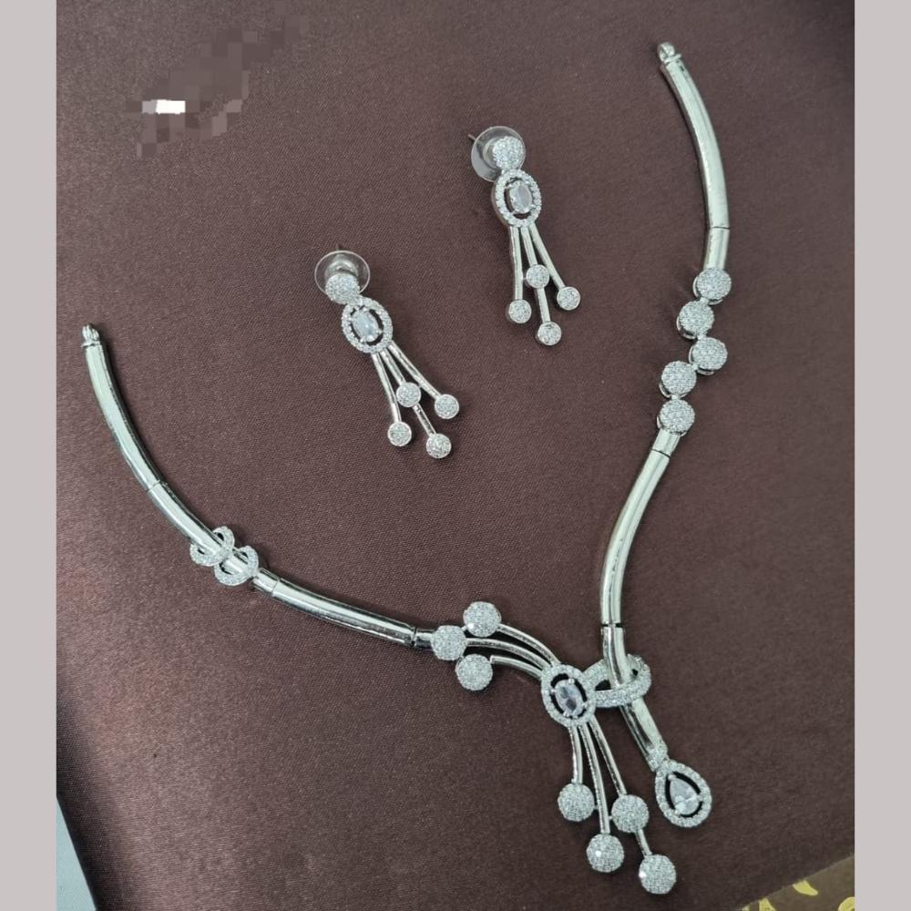 Kavita Art Premium Silver Plated American Diamonds for Effortless Glamour Necklace Set