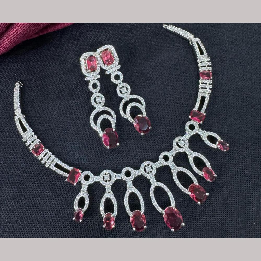 Kavita Art Silver Plated Adorned with Sparkling American Diamonds Necklace Set