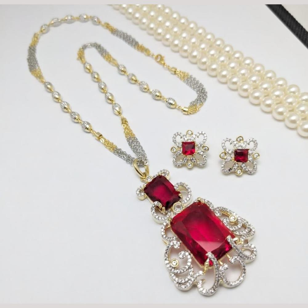 Kavita Art 2 Tone Plated American Diamond Pendant Set