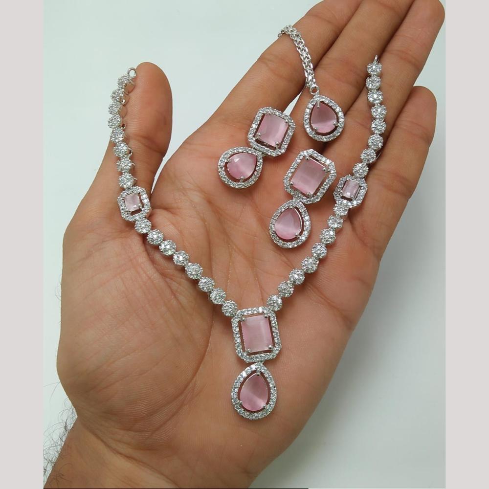 Kavita Art Silver Plated American Diamond Necklace Set