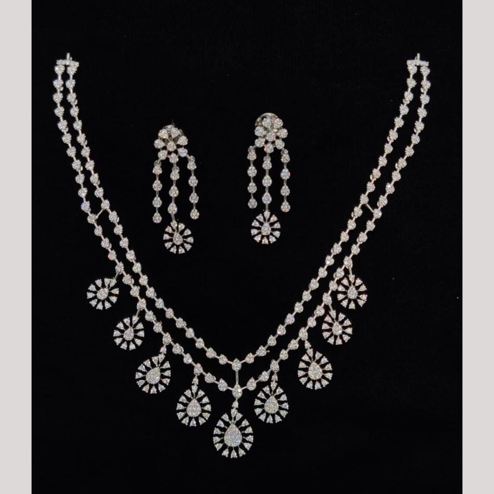 Kavita Art Silver Plated American Diamond Necklace Set