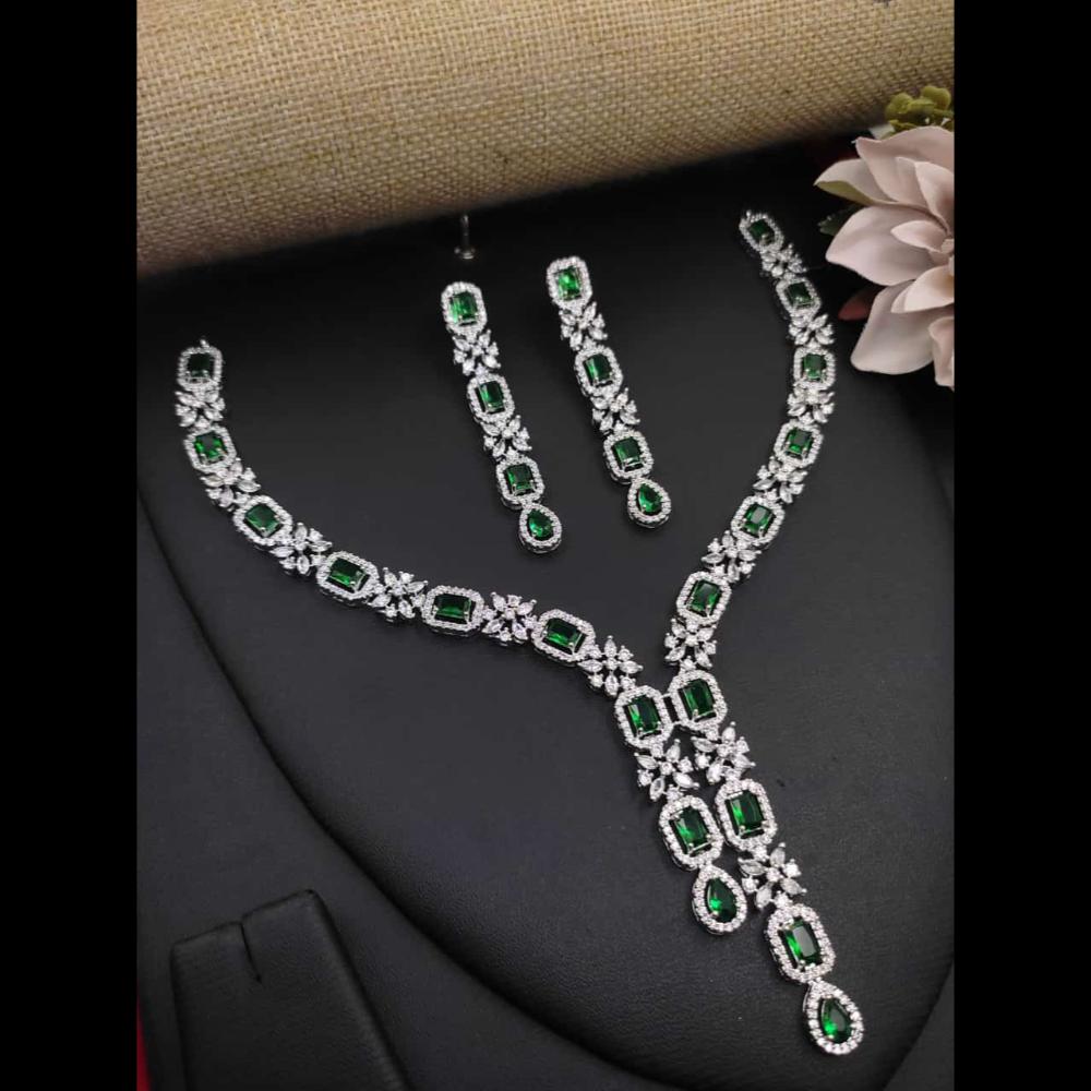 Kavita Art Silver Plated American Diamond Necklace Set