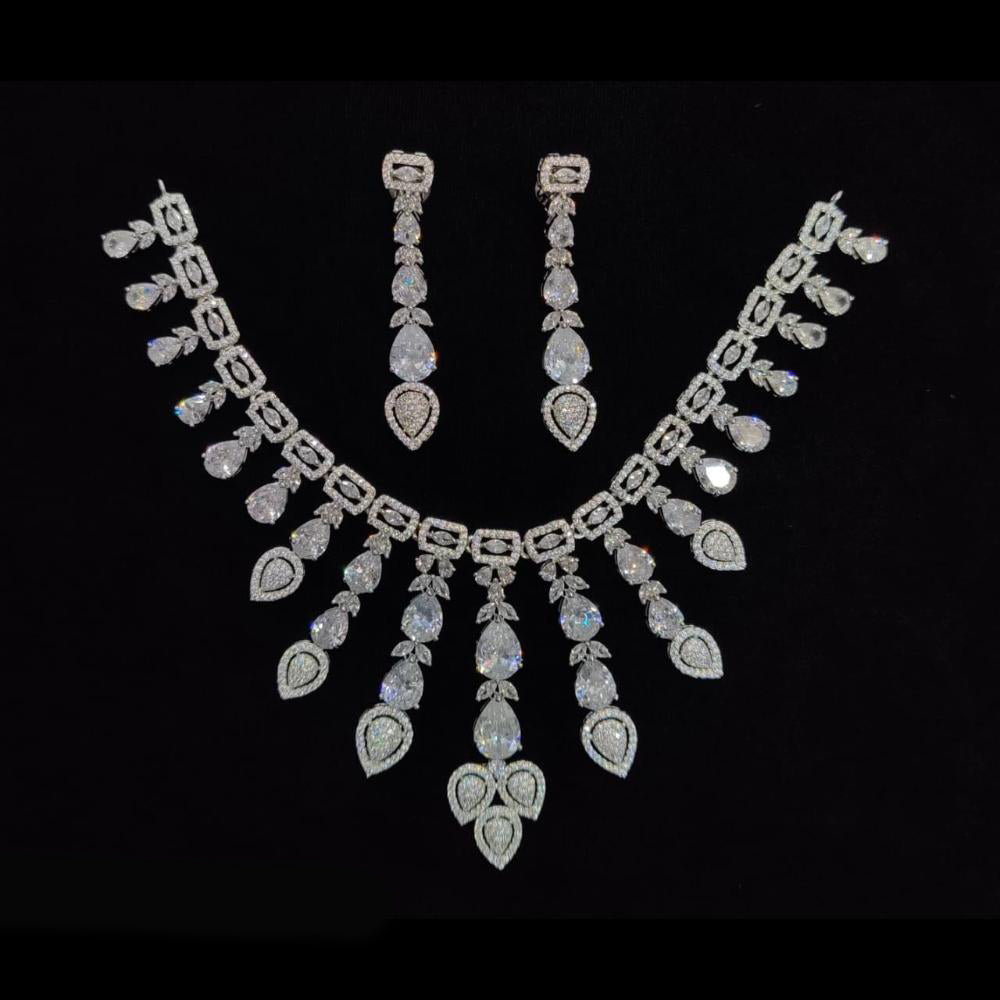 Kavita Art Silver Plated American Diamond Necklace Set