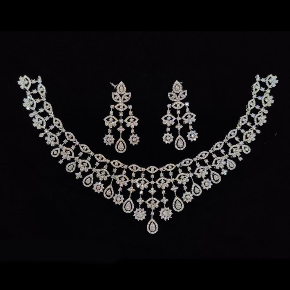 Kavita Art Silver Plated American Diamond Necklace Set