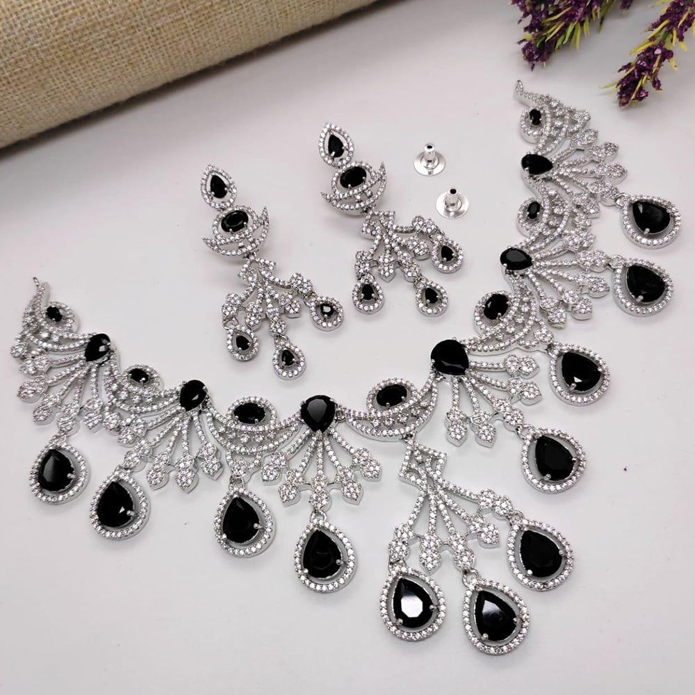 Kavita Art Silver Plated American Diamond Necklace Set