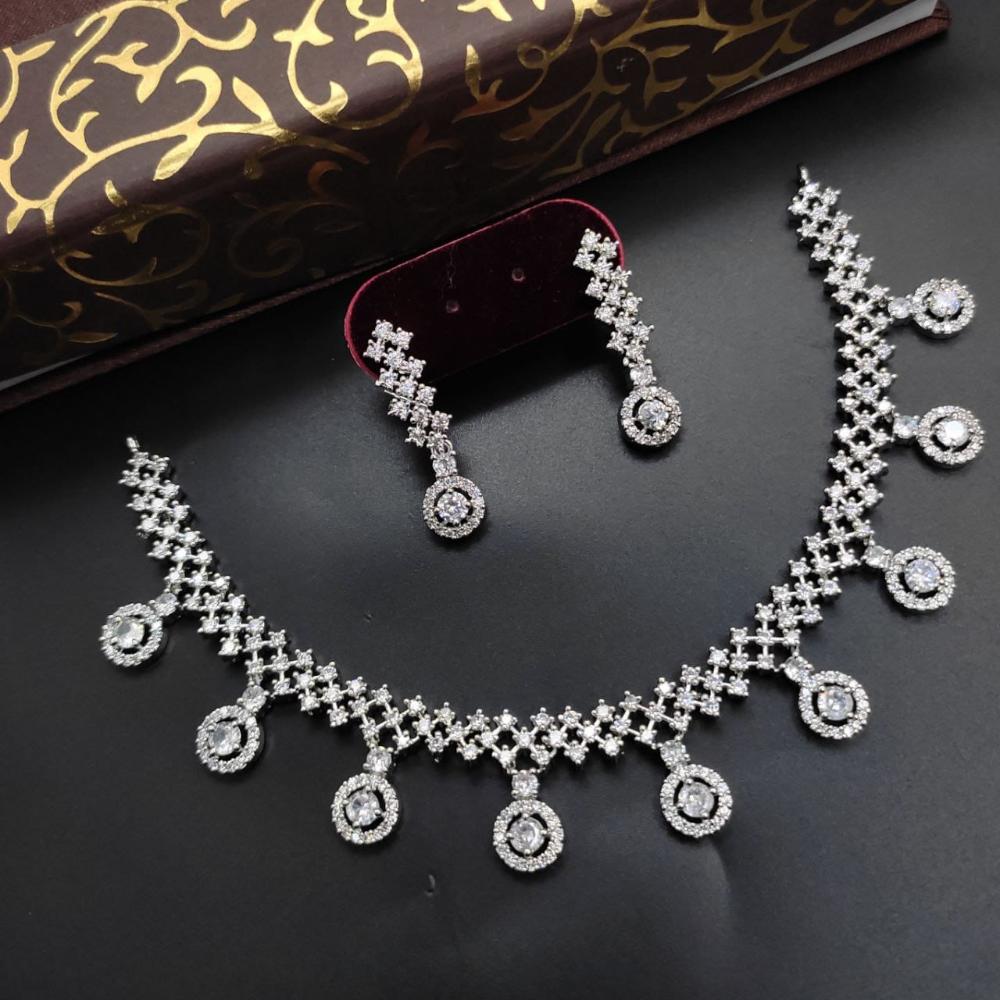 Kavita Art Silver Plated American Diamond Necklace Set