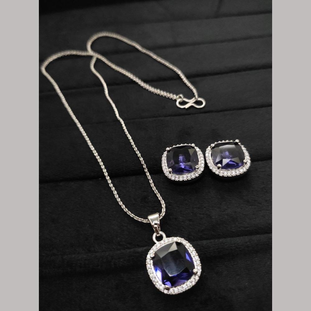 Kavita Art Silver Plated AD Pendant Set