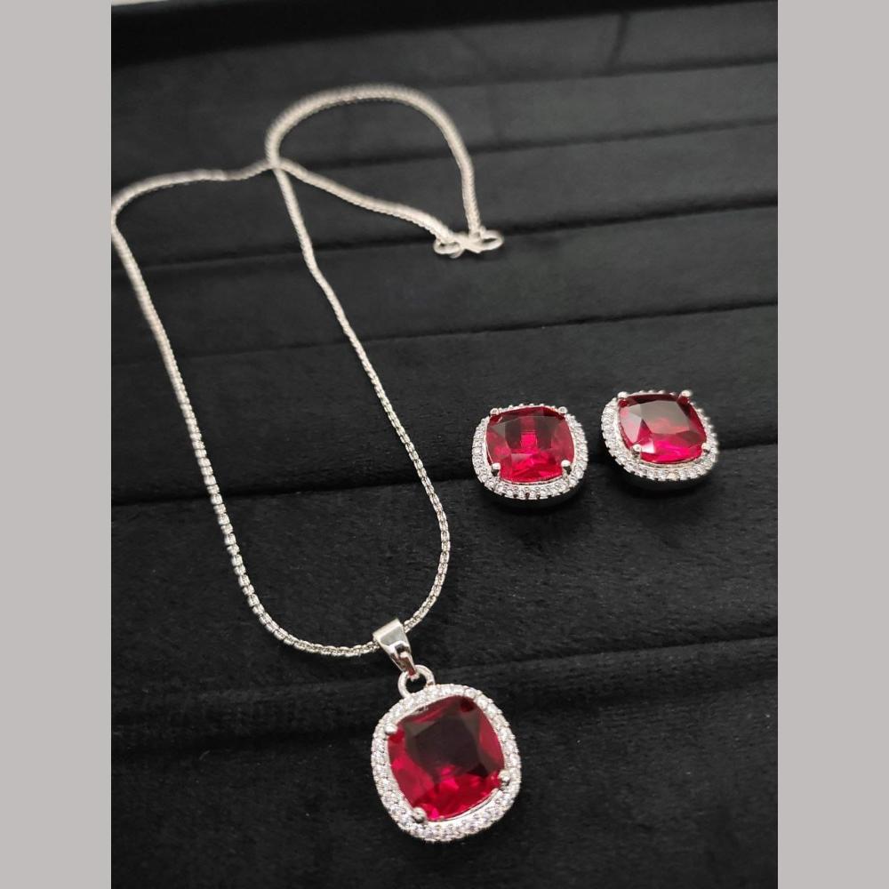 Kavita Art Silver Plated AD Pendant Set