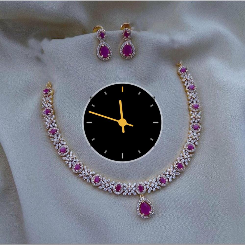 Kavita Art Gold Plated American Diamond Necklace Set