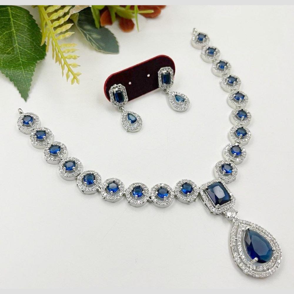Kavita Art Silver Plated American Diamond Necklace Set