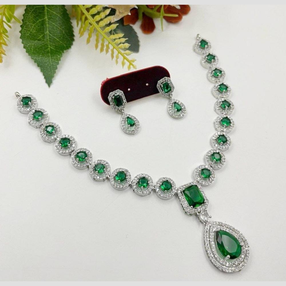 Kavita Art Silver Plated American Diamond Necklace Set