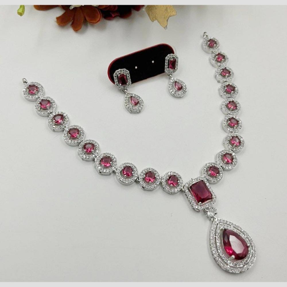 Kavita Art Silver Plated American Diamond Necklace Set