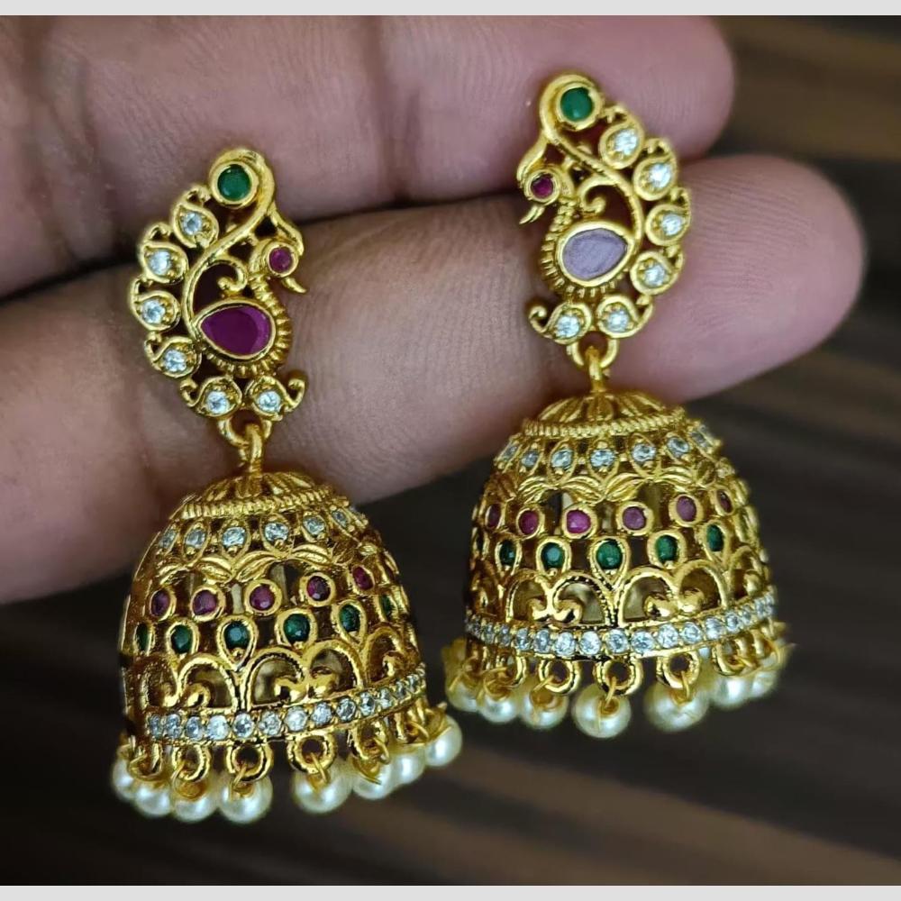 Kavita Art Gold Plated Austrian Stone And Pearl Jhumki Earrings
