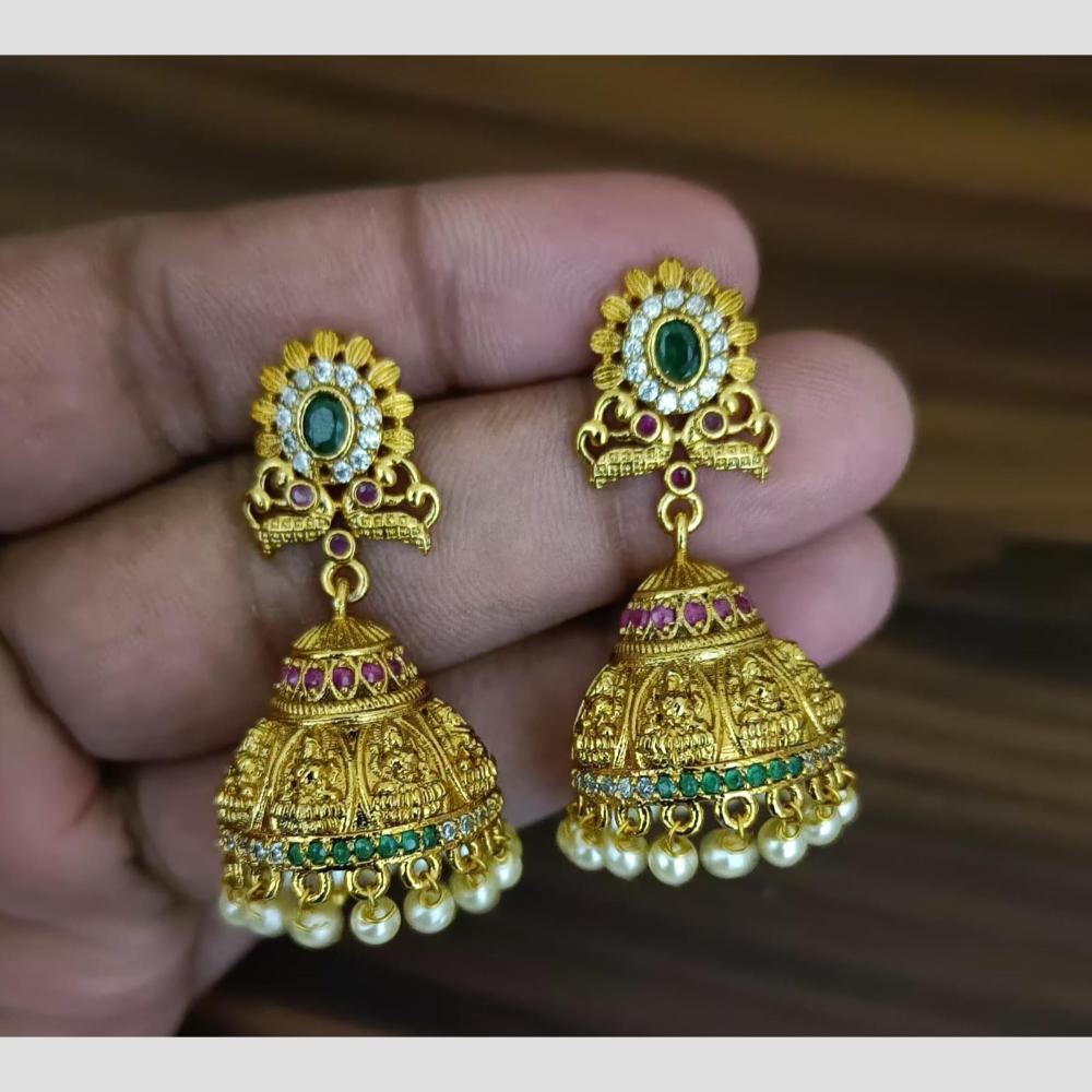 Kavita Art Gold Plated Austrian Stone And Pearl Jhumki Earrings