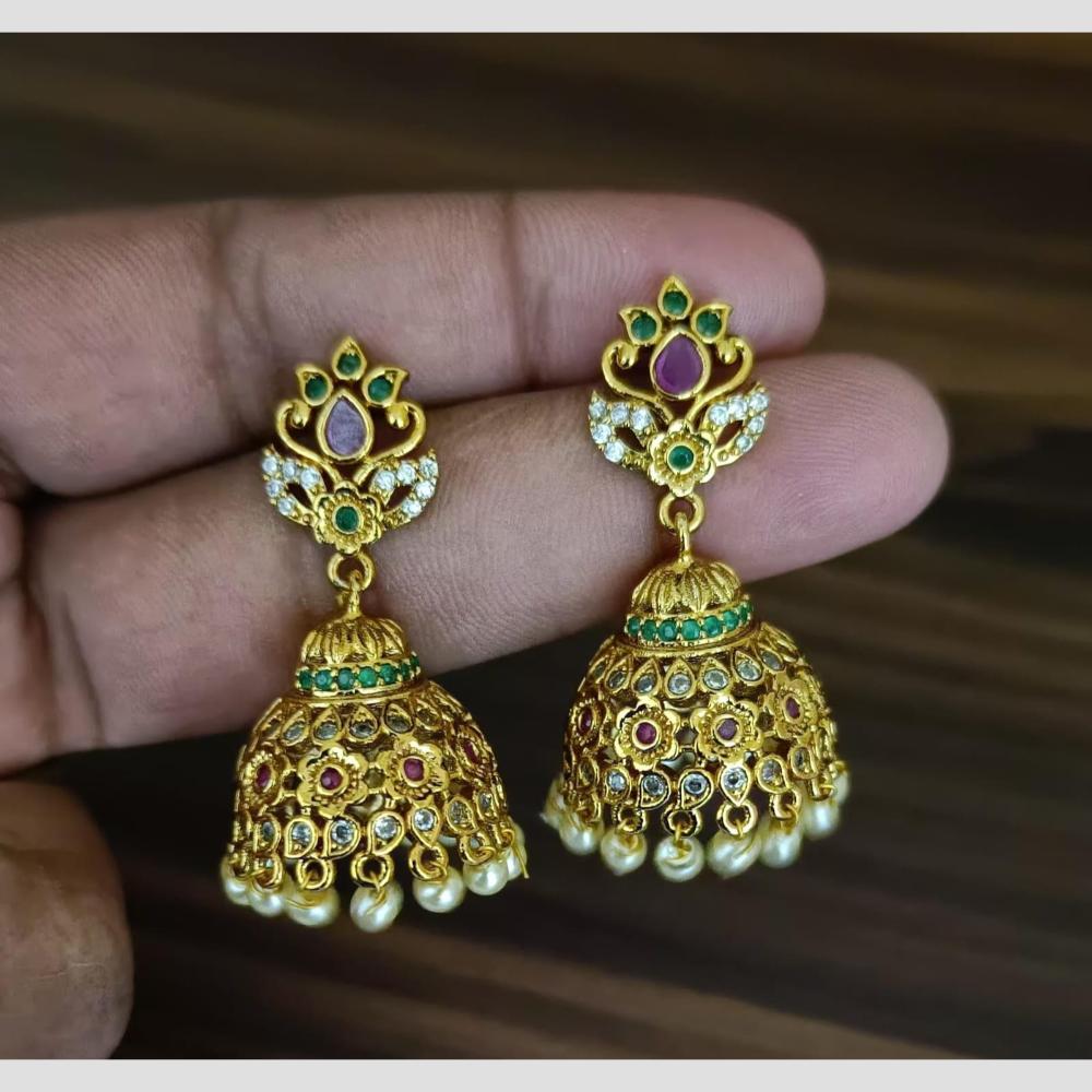 Kavita Art Gold Plated Austrian Stone And Pearl Jhumki Earrings
