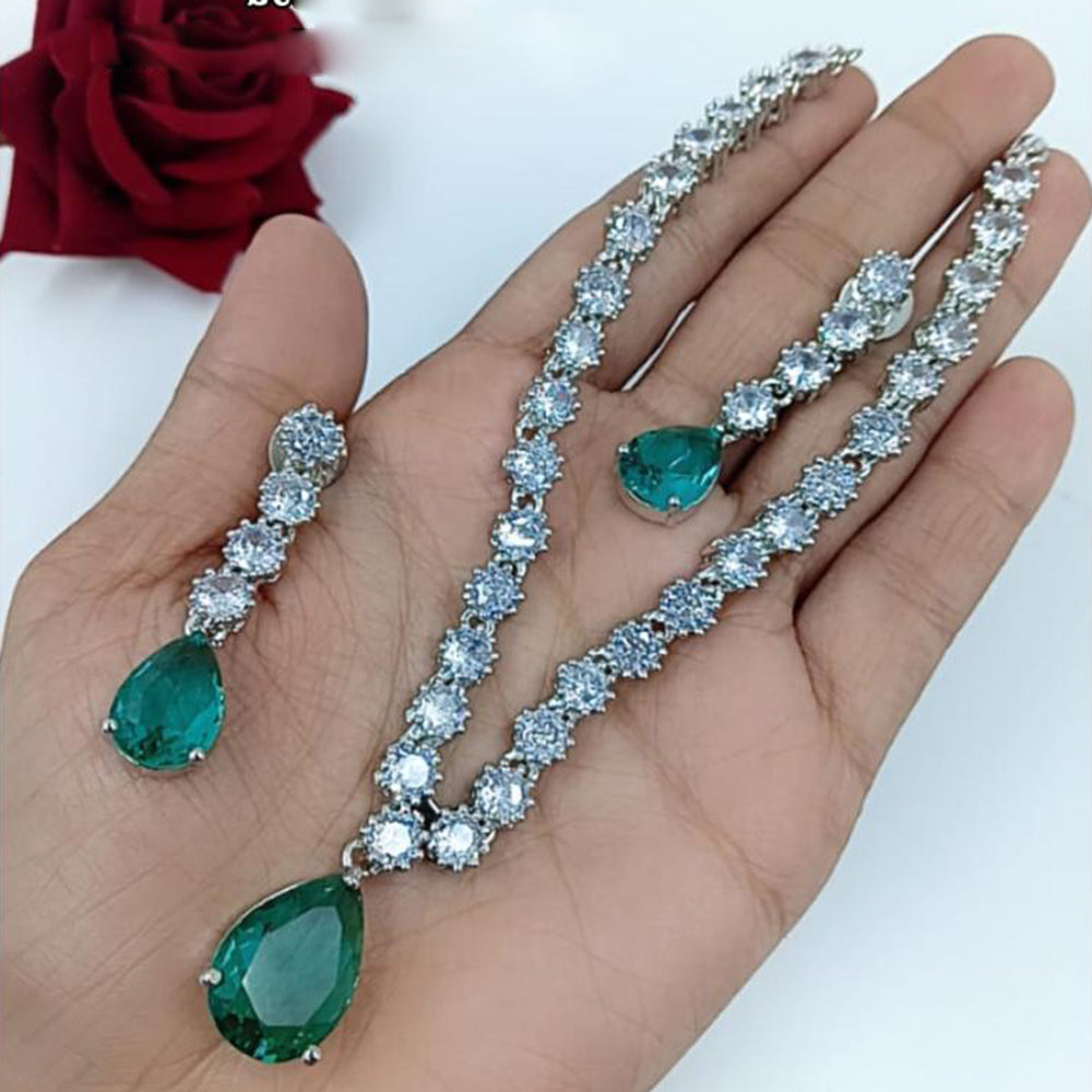 Kavita Art Silver Plated American Diamond Necklace Set