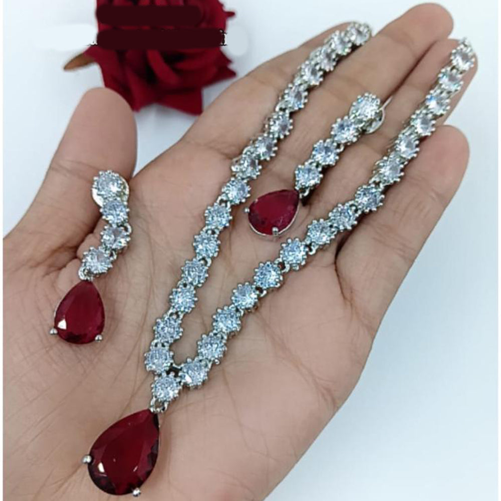 Kavita Art Silver Plated American Diamond Necklace Set