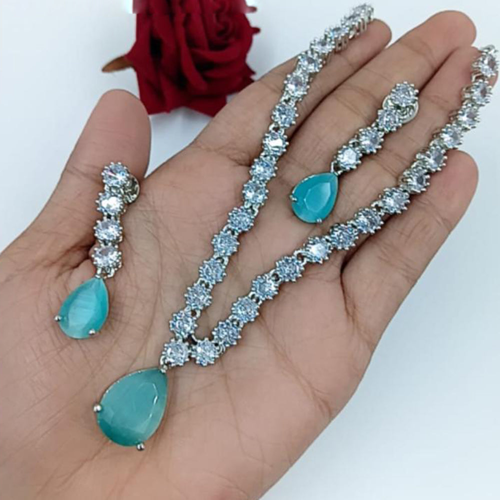 Kavita Art Silver Plated American Diamond Necklace Set