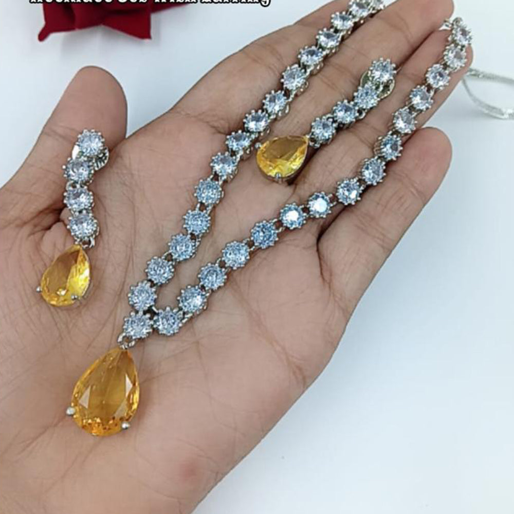 Kavita Art Silver Plated American Diamond Necklace Set