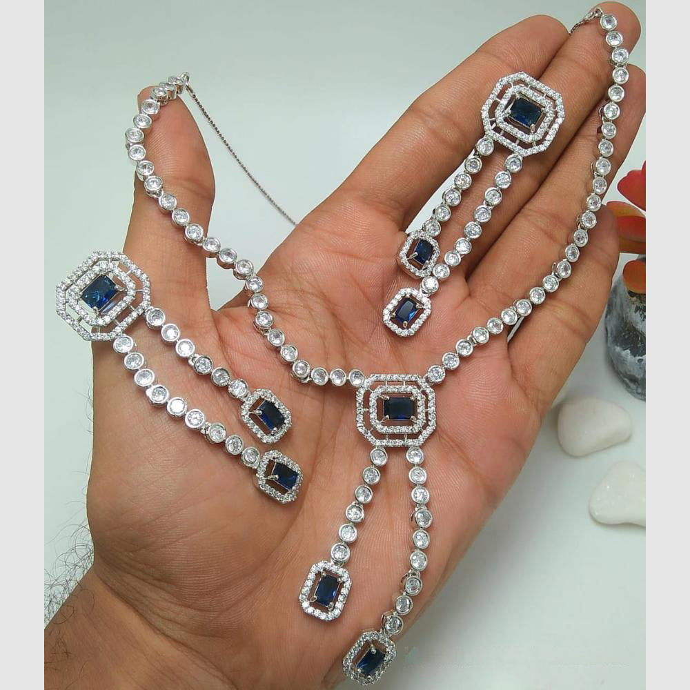 Kavita Art Silver Plated American Diamond Necklace Set