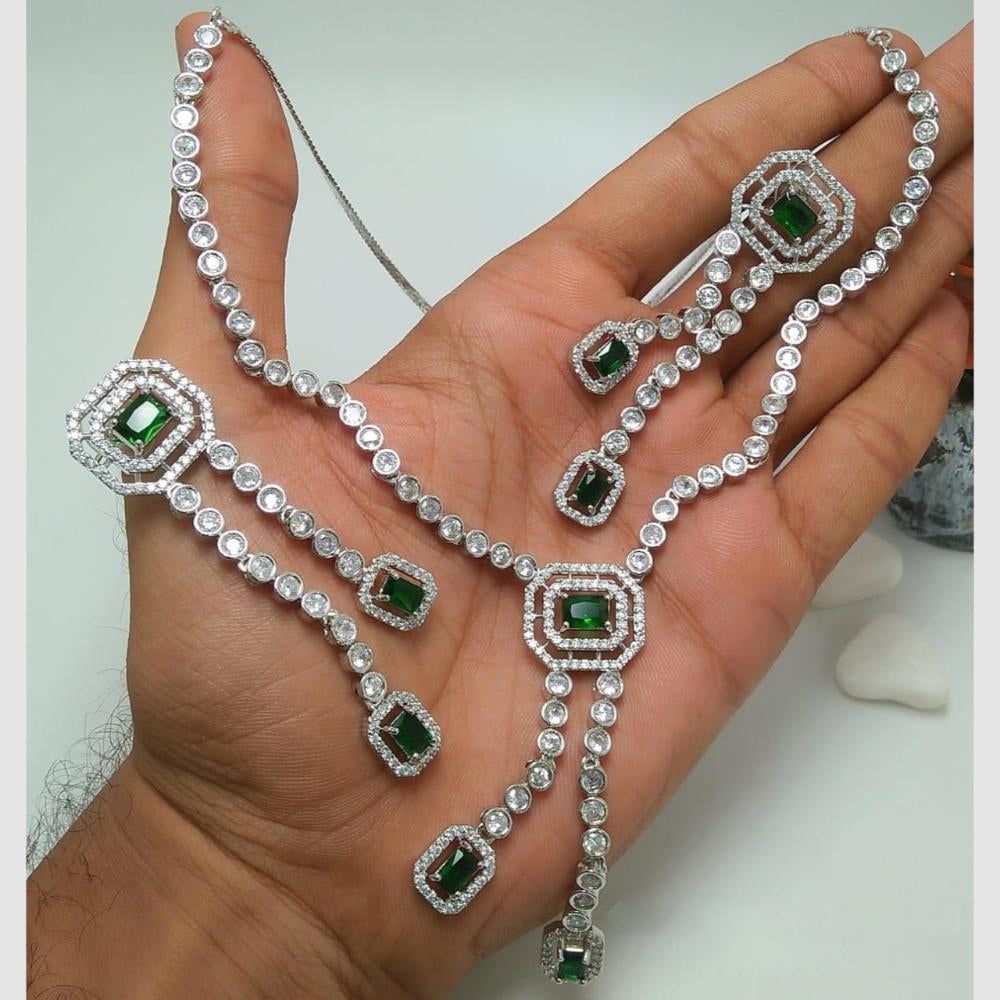 Kavita Art Silver Plated American Diamond Necklace Set