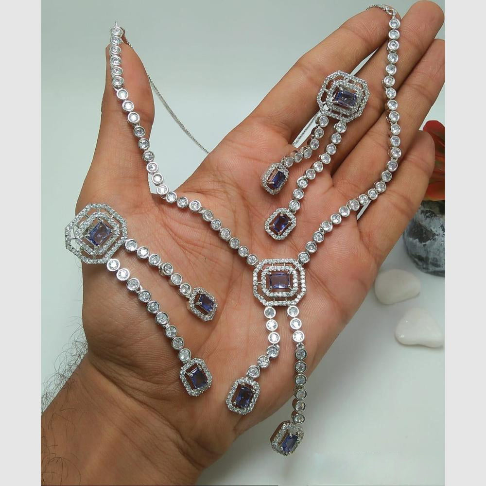 Kavita Art Silver Plated American Diamond Necklace Set